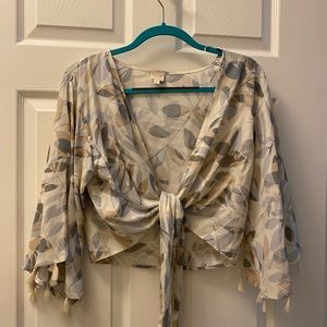 Beaches vibes front tie leafy blouse